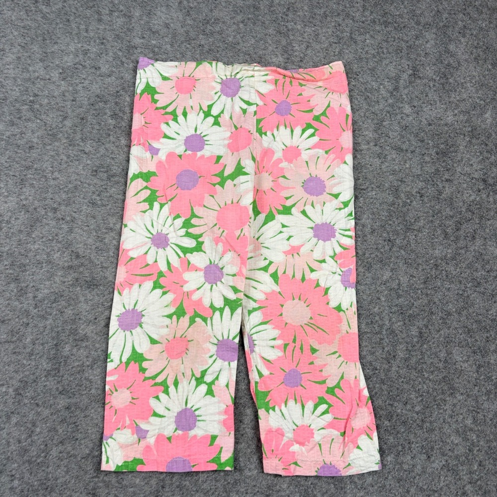 Unbranded Floral Daisy Pants Women Small Pink White Green‎ Retro Boho Cropped - Picture 9 of 11